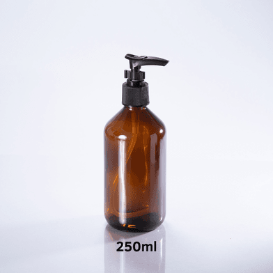 Frasco De Vidro Âmbar 250ml + Válvula Pump R24 - Preta - Aroma Acessórios