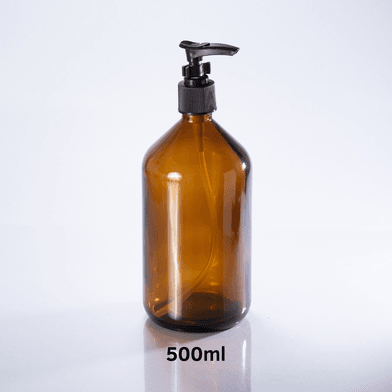 Frasco De Vidro Âmbar 500ml + Válvula Pump R24 - Preta - Aroma Acessórios