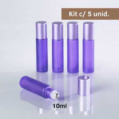 Frasco De Vidro Roll-on Grosso 10ml Lilás - Aroma Acessórios