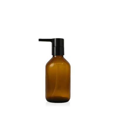 Frasco De Vidro Âmbar 100ml + Válvula Pump R24 - Preta - Aroma Acessórios