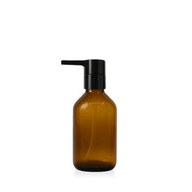 Frasco De Vidro Âmbar 150ml + Válvula Pump R24 - Preta - Aroma Acessórios