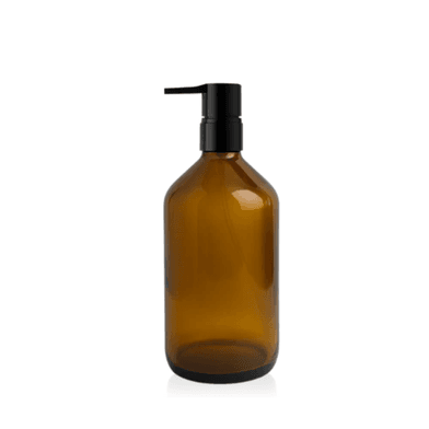 Frasco De Vidro Âmbar 500ml + Válvula Pump R24 - Preta - Aroma Acessórios