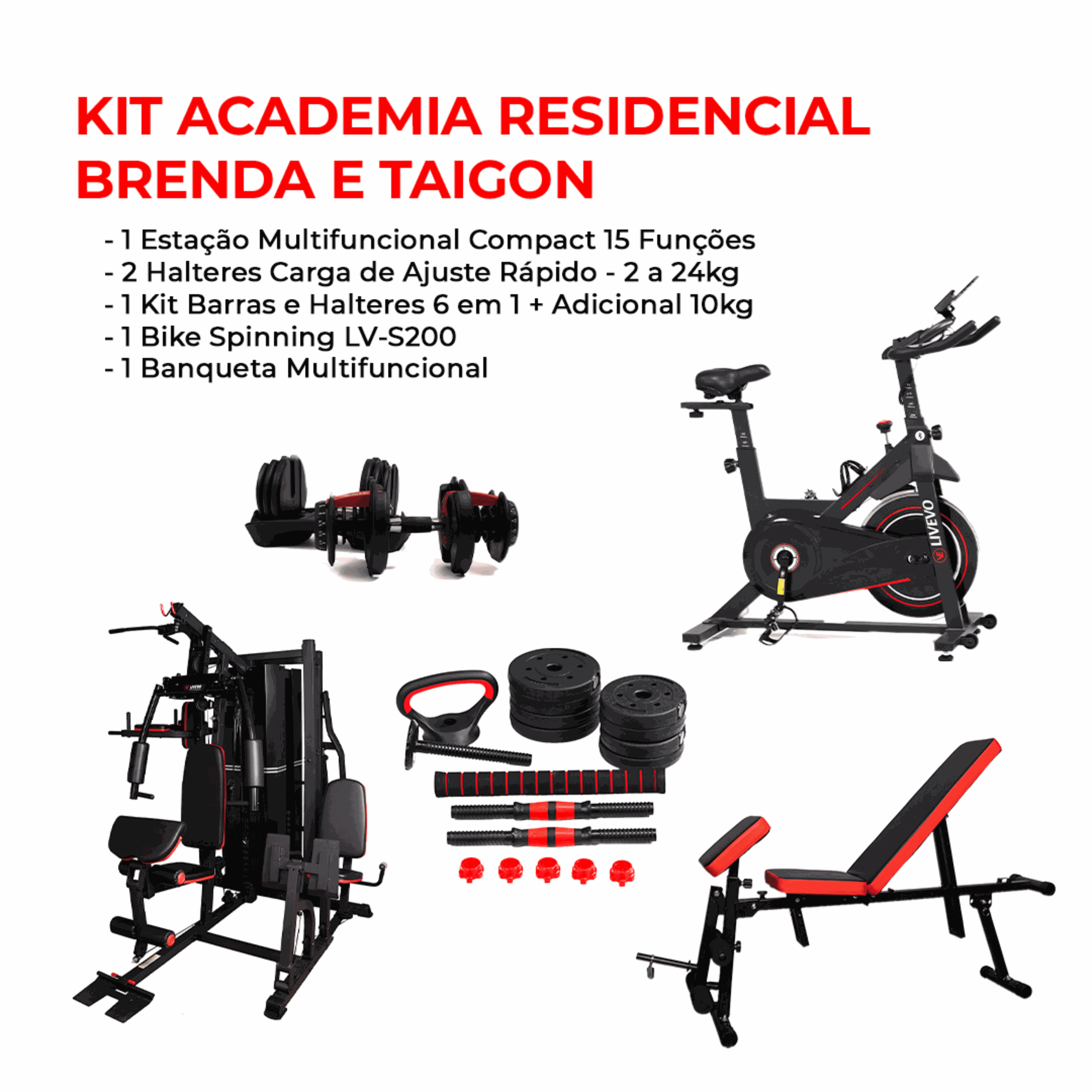 KIT ACADEMIA RESIDENCIAL BRENDA E TAIGON | Livevo ... - VAI DE CARDIO