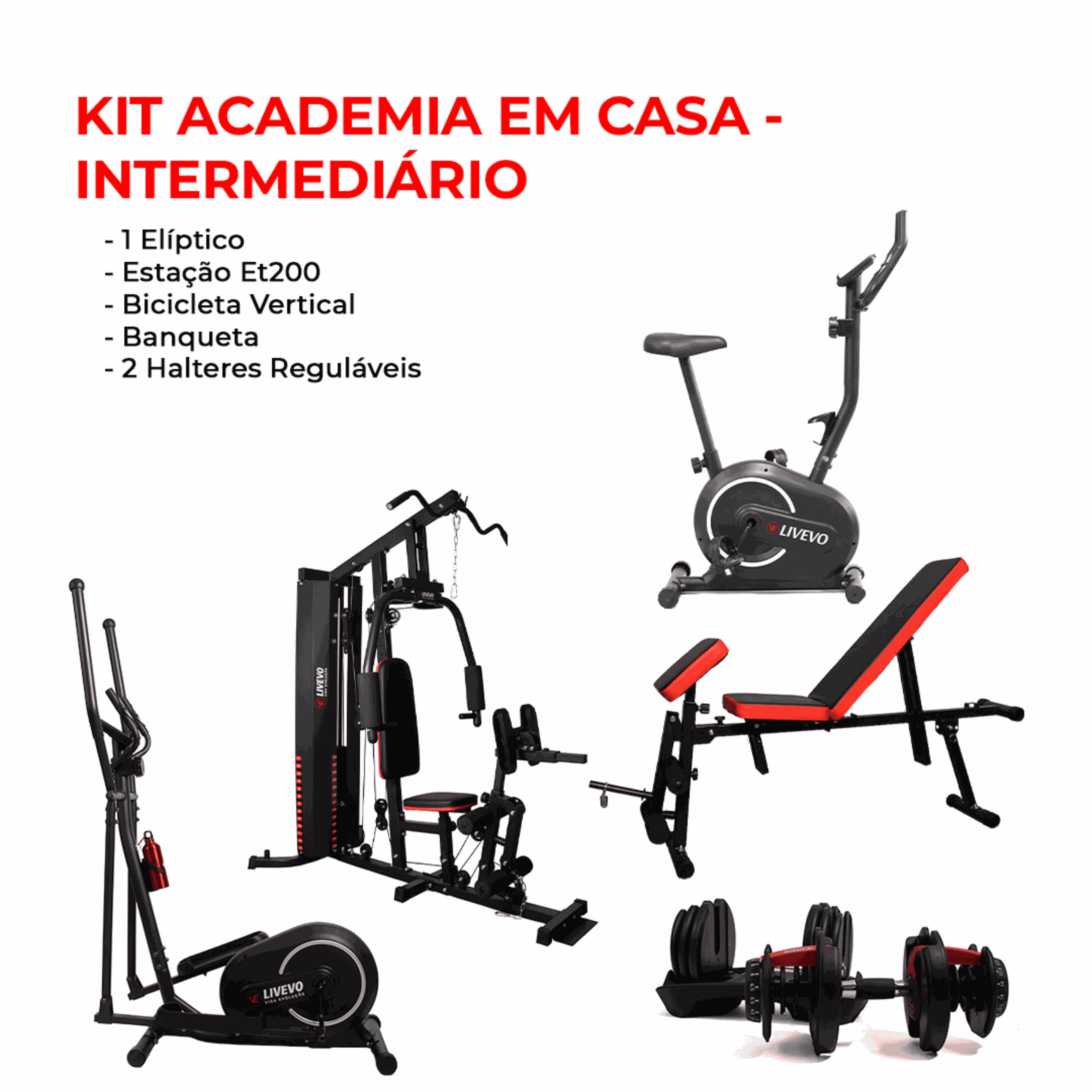 Kit Academia em Casa – Intermediário | Livevo - Ki... - VAI DE CARDIO