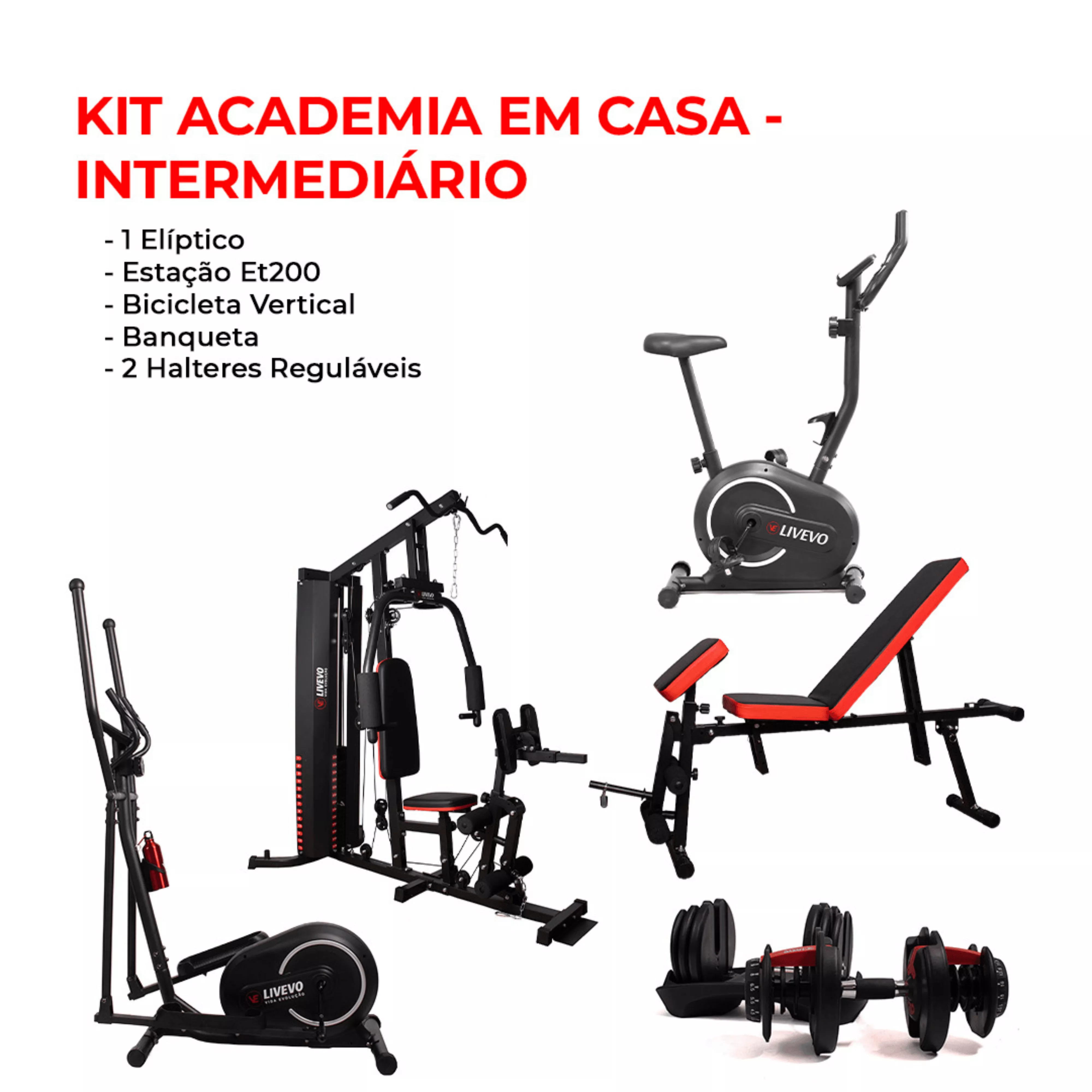 Kit Academia em Casa – Básico | Livevo Copia | VAI DE CARDIO