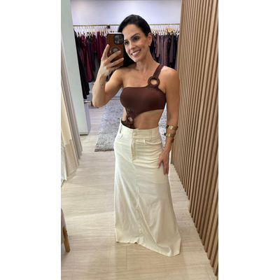 Body Nula Manga Riviera Marrom