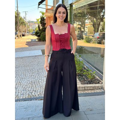 Calça Maxi Pantalona Preta Paola 
