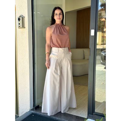 Calça Maxi Pantalona Areia Paola