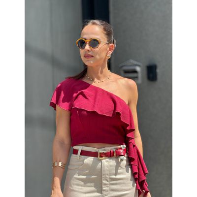 Cropped Boho Nula Manga Josephine Cabernet
