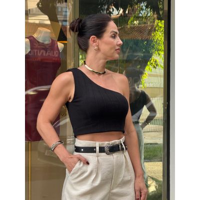 Cropped Nula Manga Preto Helô