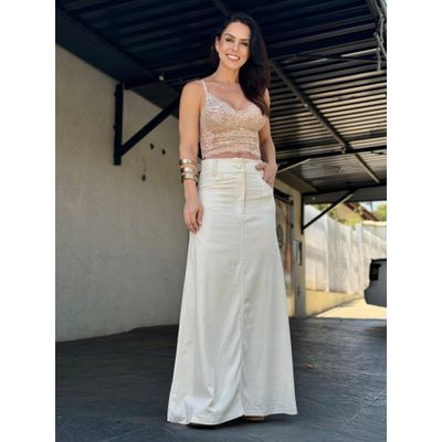 Saia Em Linho Malu Cru Natural 