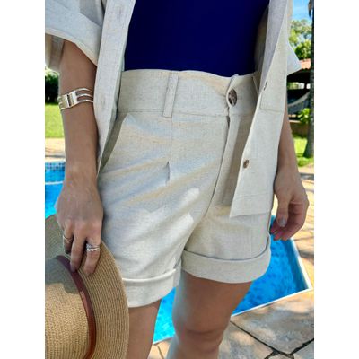 Short em Linho Coraline Cru Natural