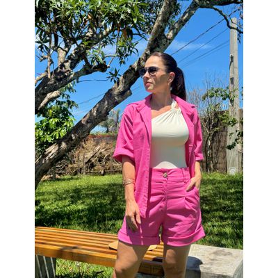 Camisa Linho Coraline Rosa Chiclete