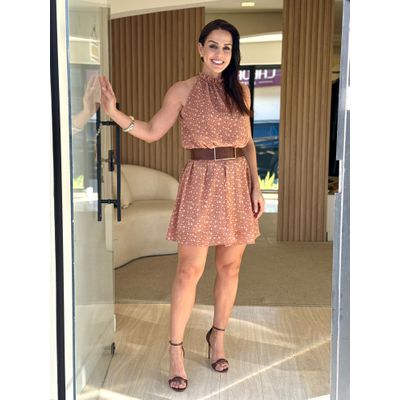 Vestido Chiffon Floral Nude Constance