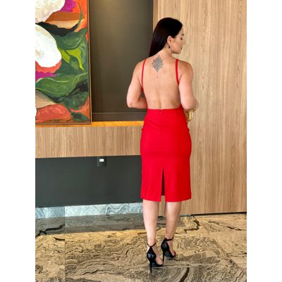 Vestido Midi Costas Abertas Diamond Vermelho