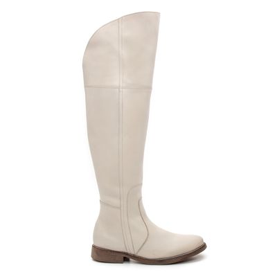 BOTA OVER FEMININA COURO OFF WHITE - COUROWEST