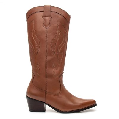 BOTA TEXANA CANO LONGO FEMININA COURO CARAMELO - COUROWEST