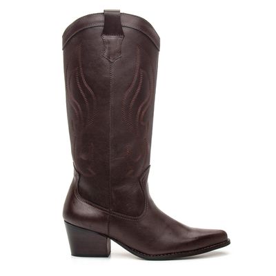 BOTA TEXANA CANO LONGO FEMININA COURO CAFÉ - COUROWEST
