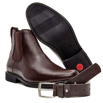 KIT BOTA CHELSEA E CINTO COURO FLOATHER CAFÉ - COUROWEST