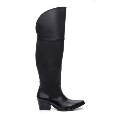 BOTA TEXANA OVER FEMININA COURO PRETO - COUROWEST