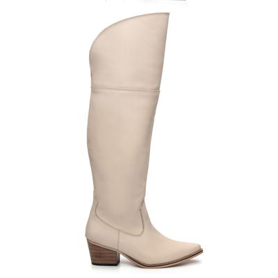 BOTA TEXANA OVER FEMININA COURO OFF WHITE - COUROWEST