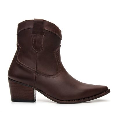 BOTA FEMININA WESTERN CANO BAIXO COURO CAFÉ - COUROWEST