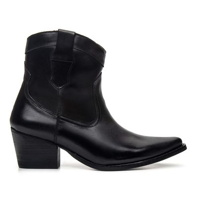BOTA FEMININA WESTERN CANO BAIXO COURO PRETO - COUROWEST