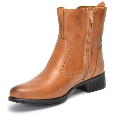 Bota Feminina Couro Cano Curto Montaria 2150/03 Caramelo