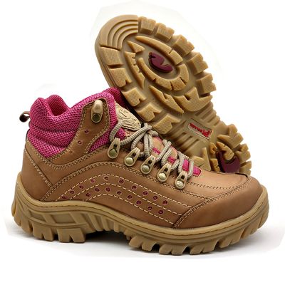 Bota Adventure Feminina 5400/30 Palha/pink - 5400-... - BMBRASIL CALÇADOS