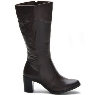 Botas Femininas Cano Médio Salto Grosso Brown