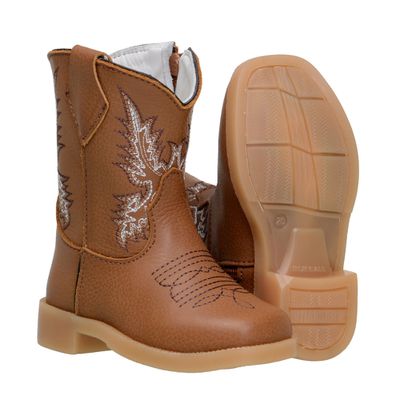 Bota Baby Texana De Couro Legítimo Bico Quadrado - 080-castor - CAPELLI BOOTS
