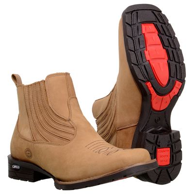 Botina Texana Masculina Em Couro Crazy h Tabaco - 1020-tab-G - CAPELLI BOOTS