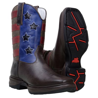 Bota Masculina Bico Quadrado Texana Em Couro Legitimo Azul - 8031-cinz - CAPELLI BOOTS