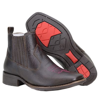 Botina Country Feminina De Bico Quadrado Em Couro - 472-tamarindo - CAPELLI BOOTS