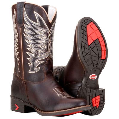 Bota Country Montaria Masculina Em Couro Nobre Café Bico Redondo - 658... - CAPELLI BOOTS