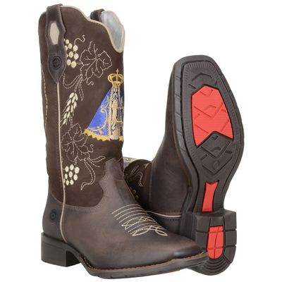 Bota Country Feminina Em Couro Nobre Bordado Nossa Senhora Aparecida -... - CAPELLI BOOTS