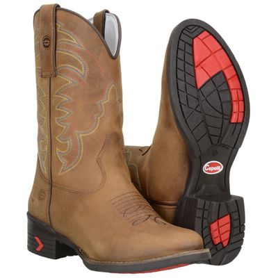 Texana Country Masculina Em Couro Crazy Horse Castor - 8170-Castor - CAPELLI BOOTS