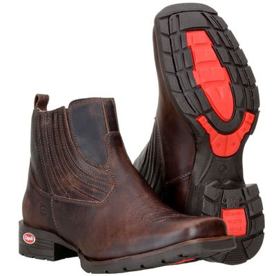 Botina Masculina 100% Em Couro Legítimo Cor Café Bico Quadrado - 1020-... - CAPELLI BOOTS