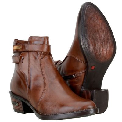 Botinha Feminina Cano Curto Em Couro Com Tiras e Bico Afinado - 2009 - CAPELLI BOOTS
