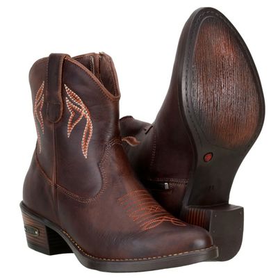 Botinha Feminina Cano Curto Com Bordado Em Couro Estilo Country - 2008... - CAPELLI BOOTS