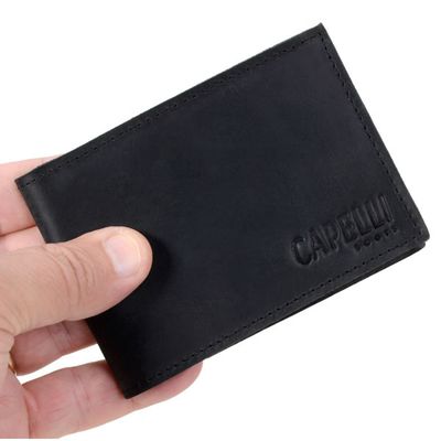 Carteira Pequena Masculina Modelo Acessível Couro Preto - cart-simp-pt - CAPELLI BOOTS