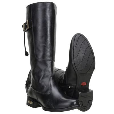 Bota Montaria Feminina Com Ajuste Em Couro Legítimo Cor Preto - 3038-p... - CAPELLI BOOTS
