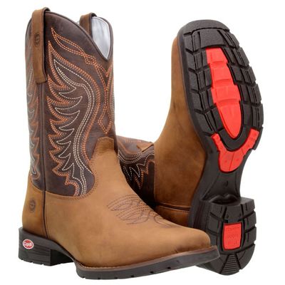 Texana Couro Crazy Tabaco Com Vivo Café Solado Texas - 8202-G - CAPELLI BOOTS