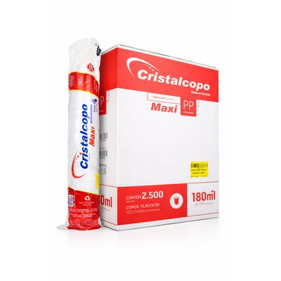 Copo PP 180 ml CRISTALCOPO - Caixa 2.500 unidades