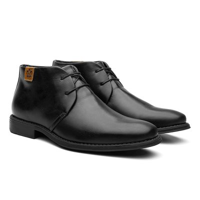 Botina Conforto Floater Preto de Amarrar - Linha C... - COUROETERRA