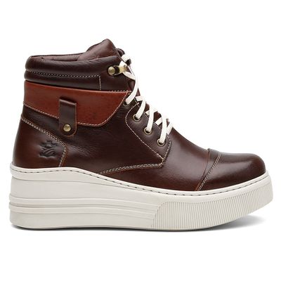 Coturno Feminino Plataforma Off White Eurotex Taba... - COUROETERRA
