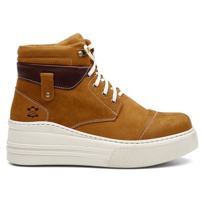 Coturno Feminino Plataforma Off White Bufalado Are... - COUROETERRA