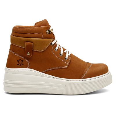 Coturno Feminino Plataforma Off White Bufalado Cas... - COUROETERRA