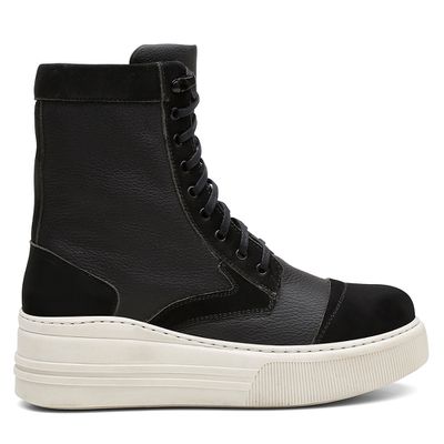 Coturno Feminino Plataforma Off White Floater Pret... - COUROETERRA