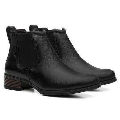 Bota/Botina Feminina Floater Preto Elástico Liso -... - COUROETERRA